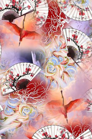 扇子印花华亿平台图片