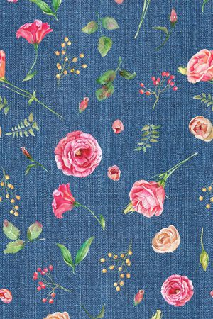 水彩手绘花卉印花华亿平台图片