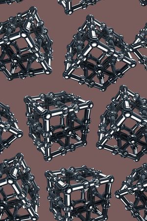 抽象3D几何金属数码印花印花华亿平台图片