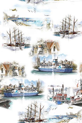 水彩花卉印花华亿平台图片