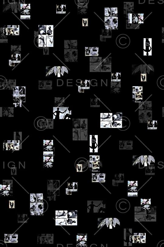 抽象人物剪影趣味男装印花华亿平台图片