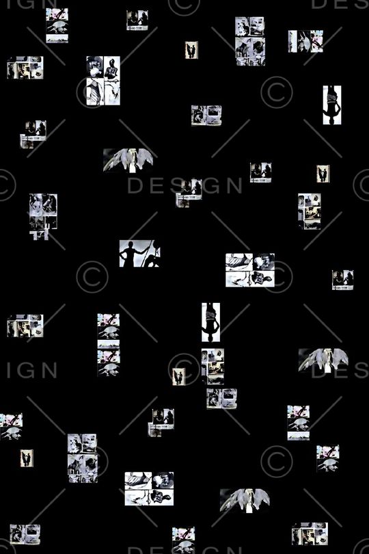 抽象人物剪影趣味男装印花华亿平台图片