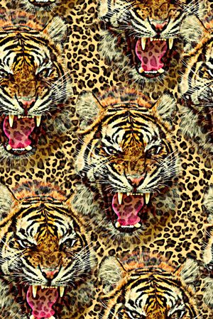 抽象手绘豹纹动物纹数码印花印花华亿平台图片