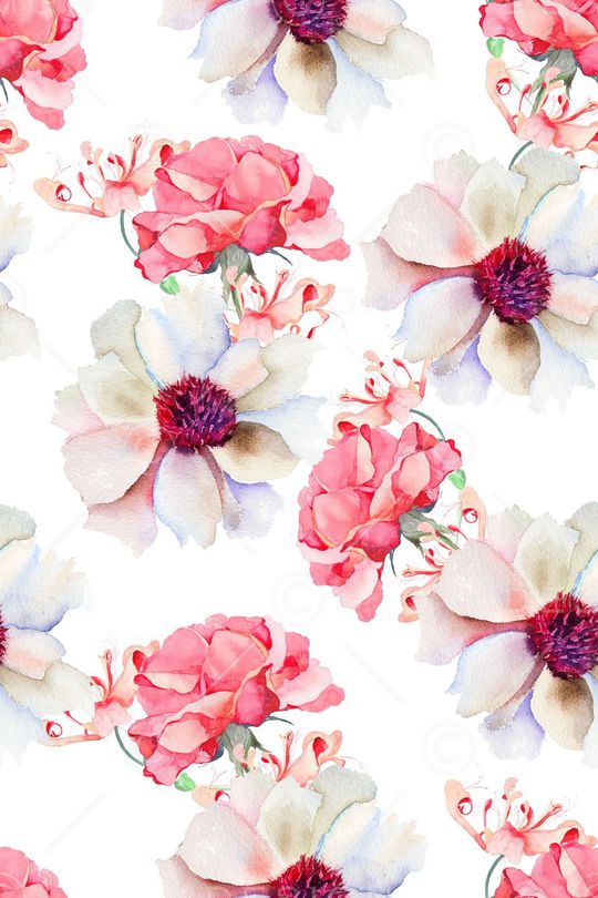 水彩花卉印花华亿平台图片