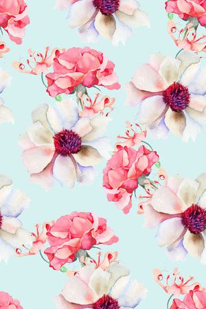 水彩花卉印花华亿平台图片