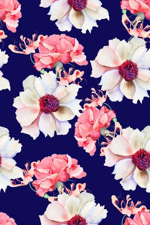 水彩花卉印花华亿平台图片