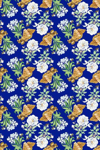 712688-蜂蜜蜜蜂花卉黑蓝