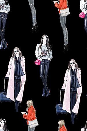 抽象手绘油画人物水彩画数码印花印花华亿平台图片