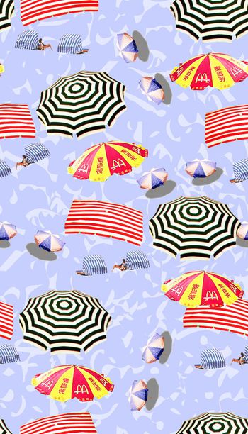 时尚太阳伞组合印花华亿平台图片