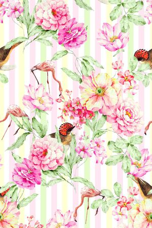 水彩动物鸟类印花华亿平台图片