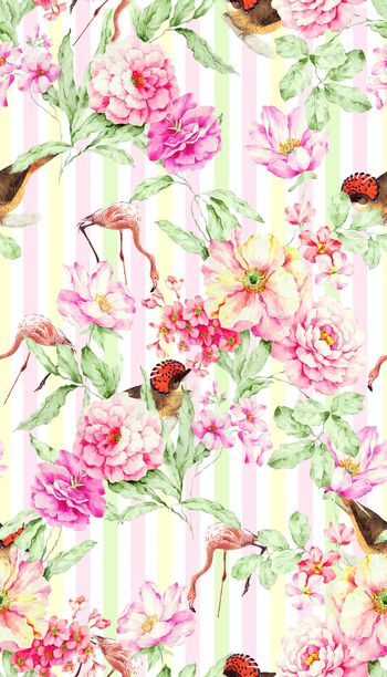 水彩动物鸟类印花华亿平台图片