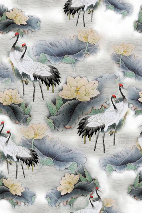 丹顶鹤印花华亿平台图片