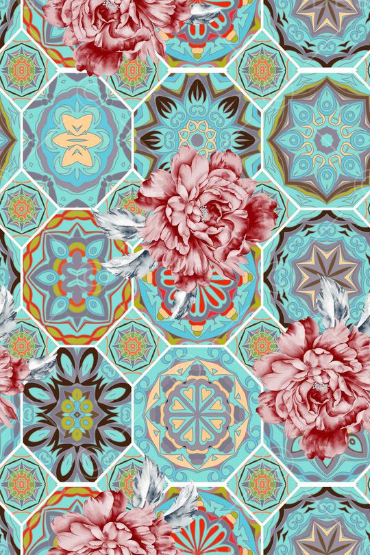 民族花纹印花华亿平台图片