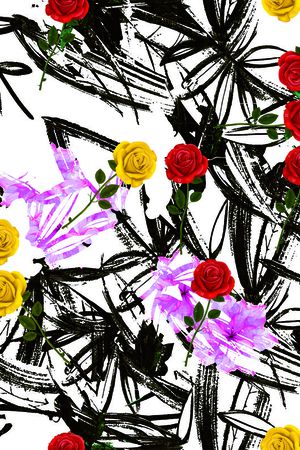 玫瑰花印花华亿平台图片