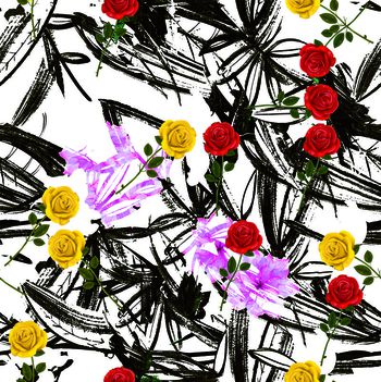 玫瑰花印花华亿平台图片