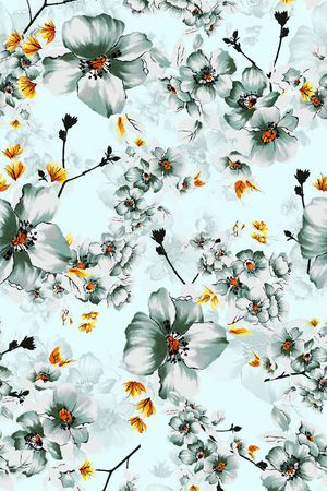 小清新翠绿花卉印花华亿平台图片