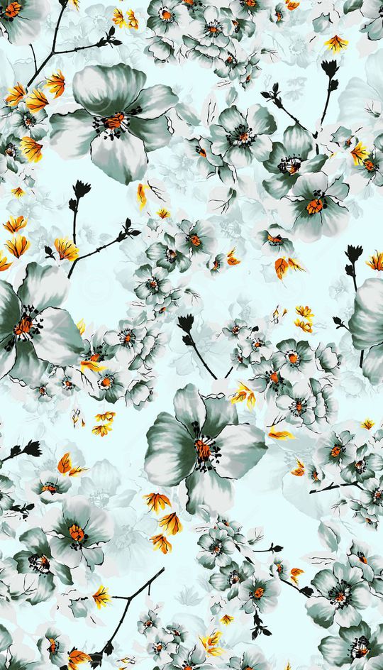 小清新翠绿花卉印花华亿平台图片