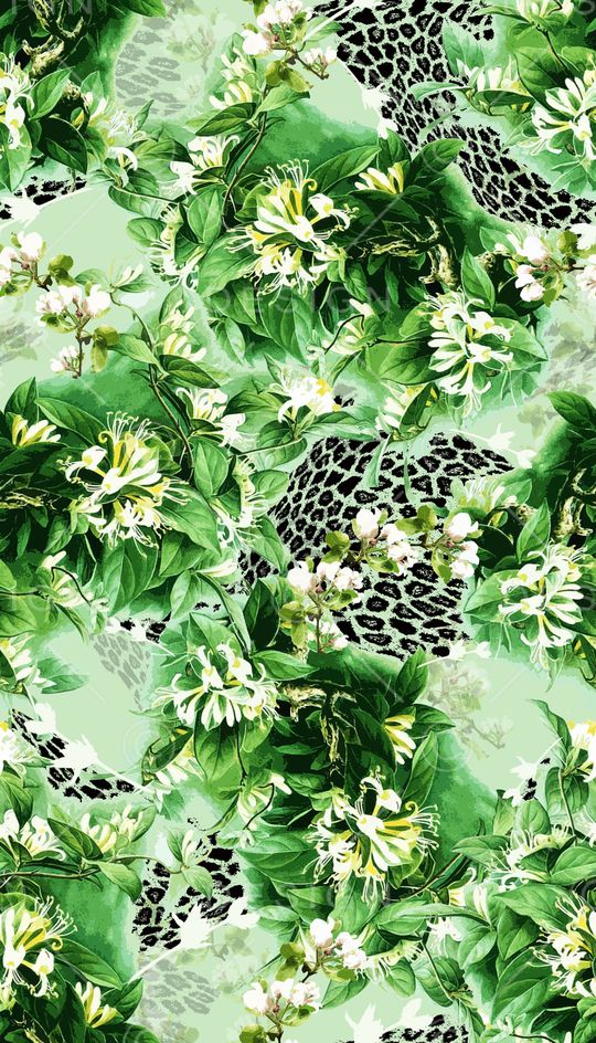 豹纹花卉组合印花华亿平台图片