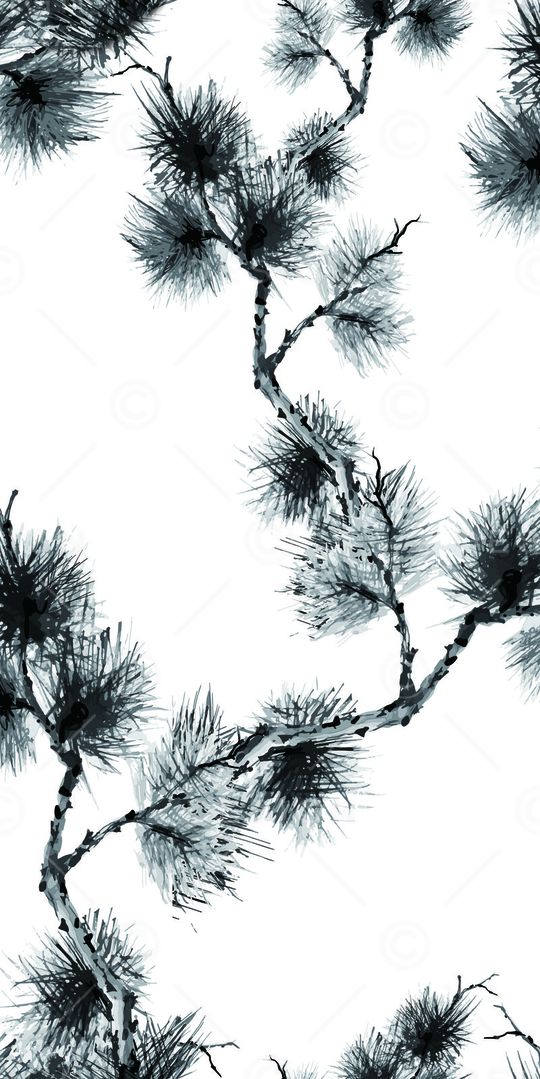 水墨画印花华亿平台图片