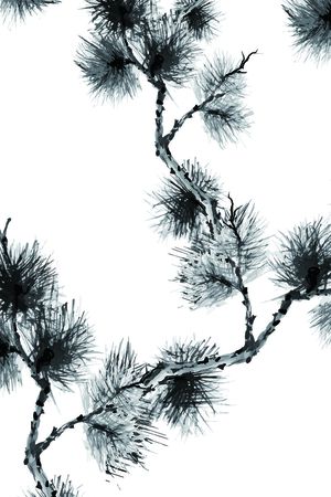 水墨画印花华亿平台图片