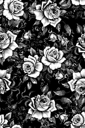 抽象手绘中国风青花瓷花卉数码印花印花华亿平台图片