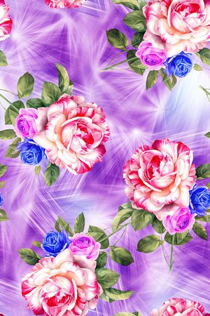 抽象手绘彩绘玫瑰花数码印花印花华亿平台图片