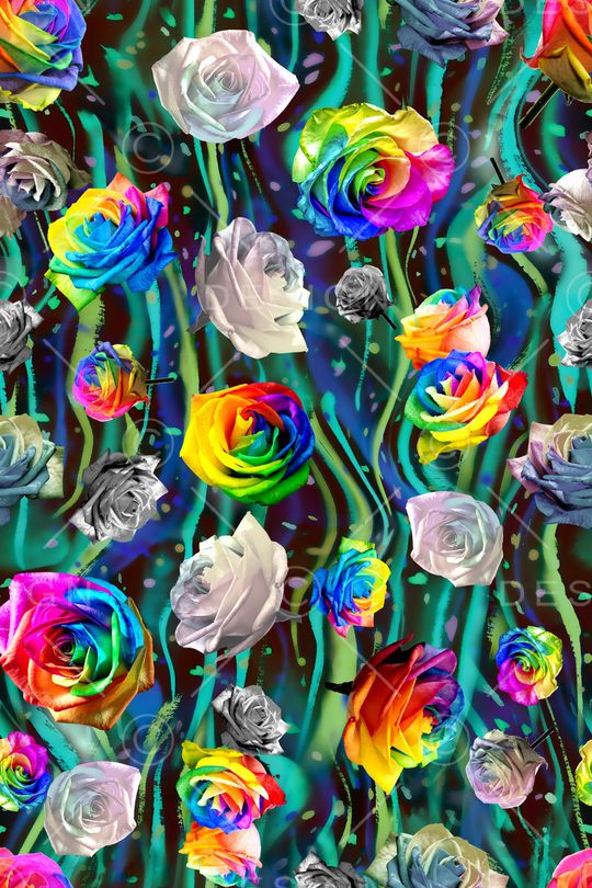 多彩花朵印花华亿平台图片