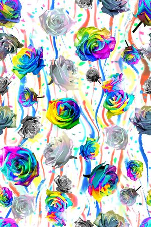 多彩花朵印花华亿平台图片