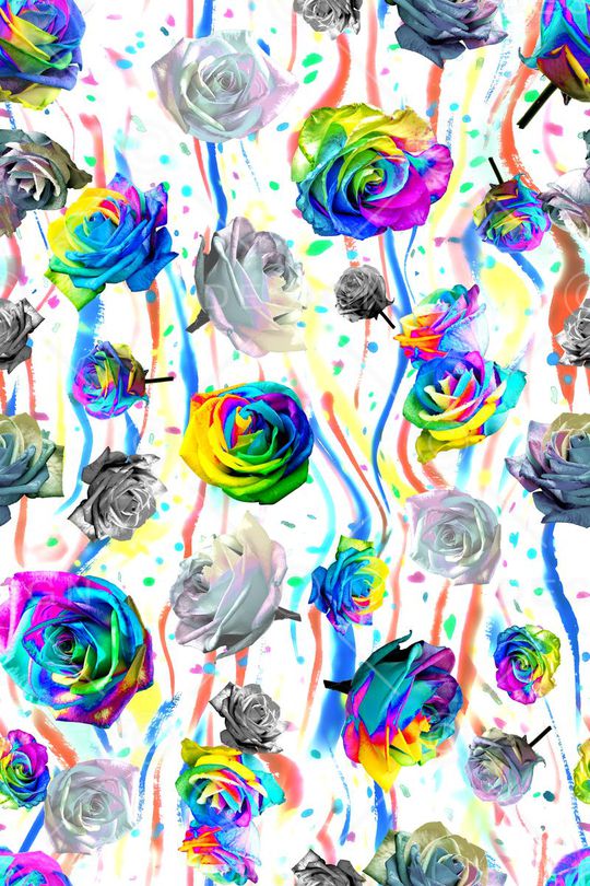 多彩花朵印花华亿平台图片