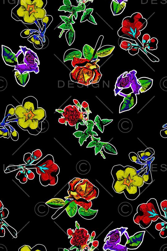 水彩花卉印花华亿平台图片