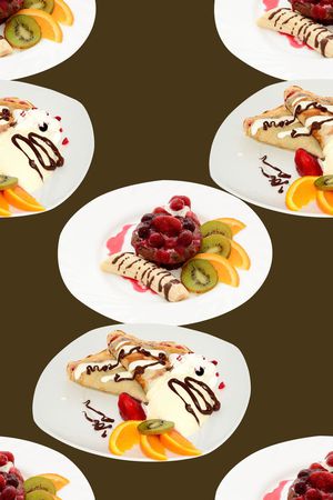 抽象手绘水彩画碟子食物面包水果数码印花印花华亿平台图片