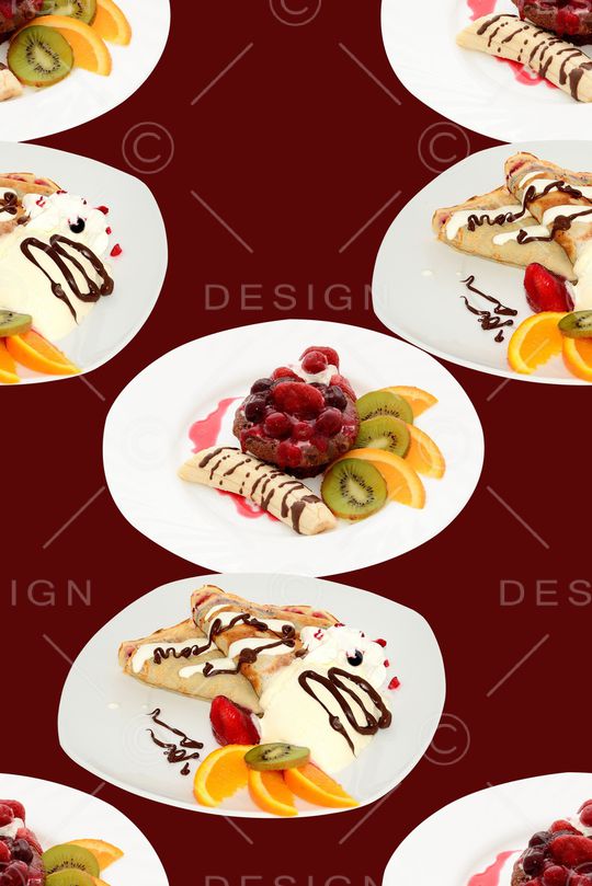 抽象手绘水彩画碟子食物面包水果数码印花印花华亿平台图片