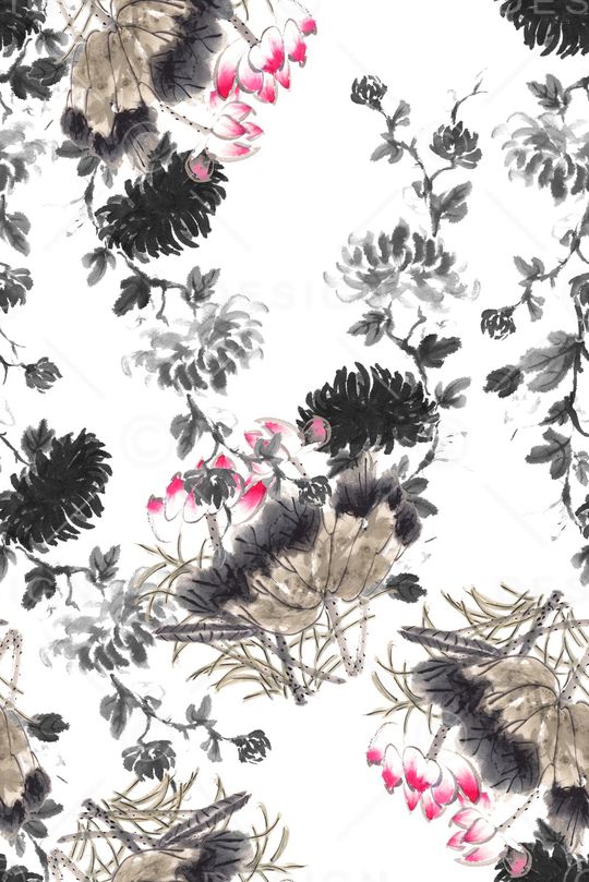 水墨印花华亿平台图片