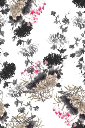 水墨印花华亿平台图片