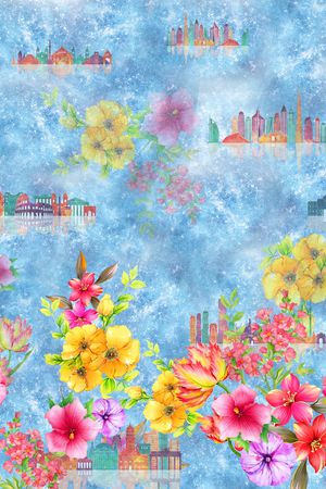 清爽花卉印花华亿平台图片