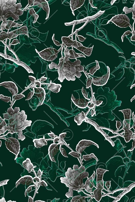 简单花枝印花华亿平台图片