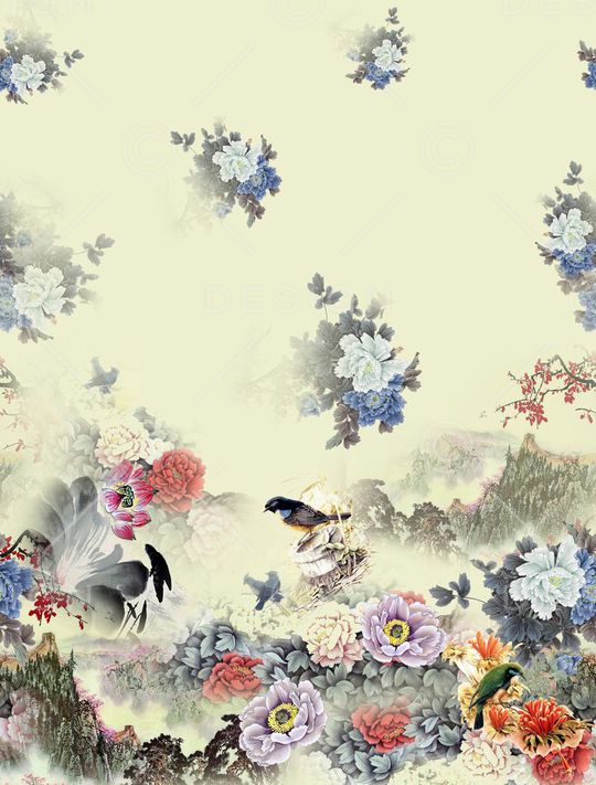 牡丹印花华亿平台图片