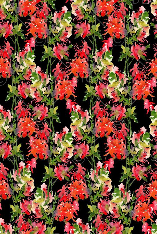 水彩花卉印花华亿平台图片