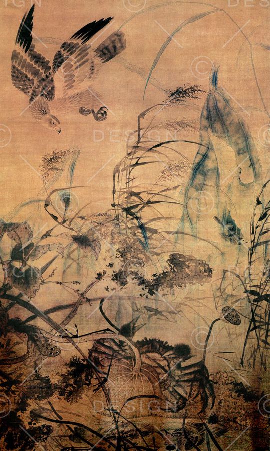 中国风、水墨画印花华亿平台图片