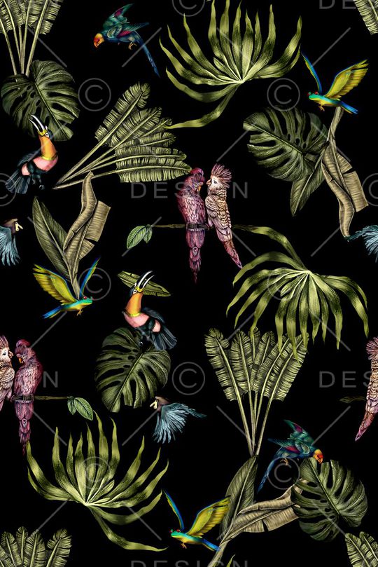 热带植物印花华亿平台图片