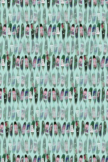 715027-羽毛上的动物图案绿