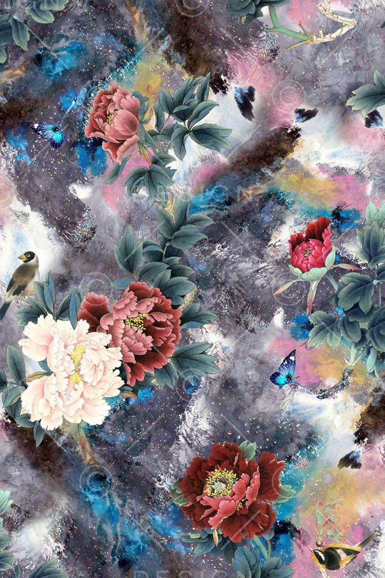 山水画印花华亿平台图片