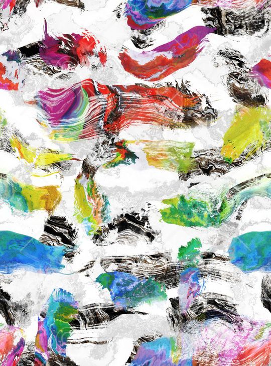 手绘笔触印花华亿平台图片