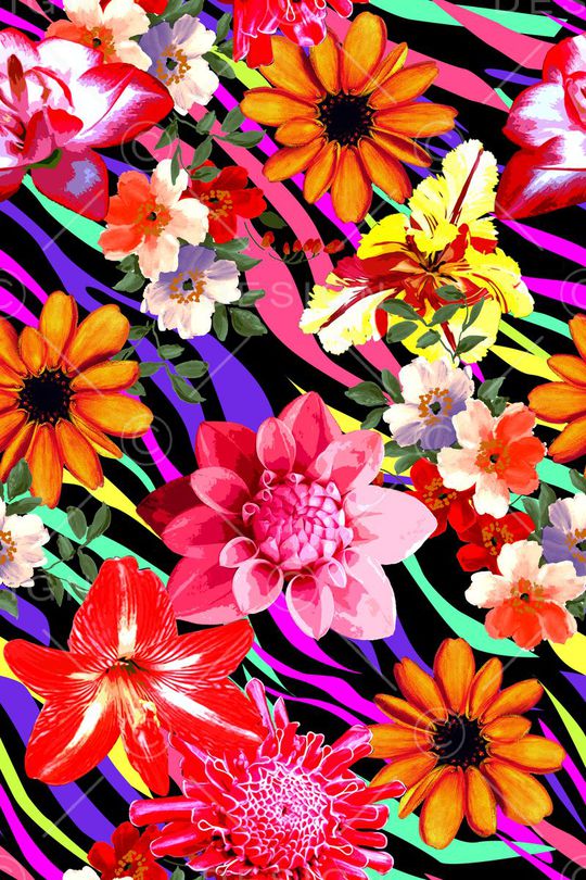 条纹花卉印花华亿平台图片