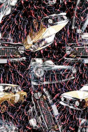 抽象手绘汽车跑车印花印花华亿平台图片