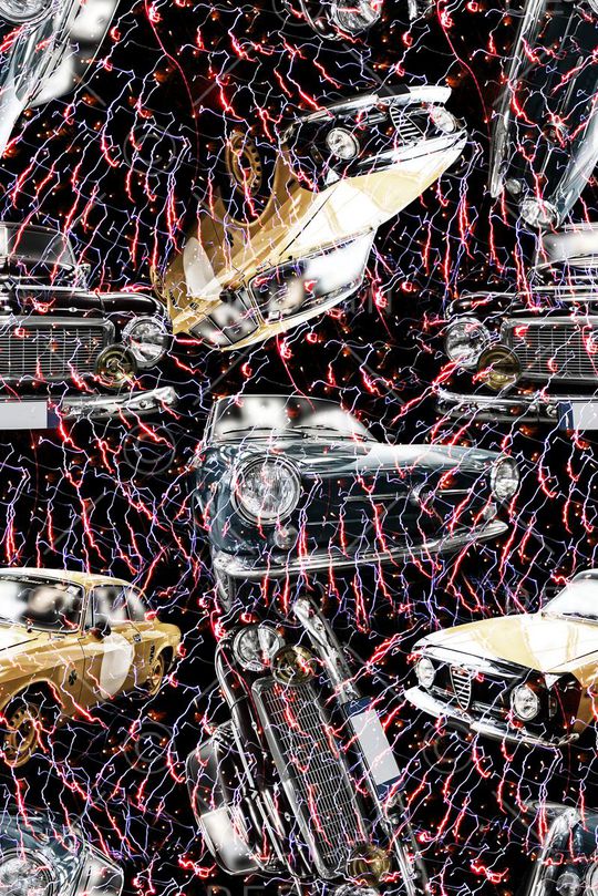 抽象手绘汽车跑车印花印花华亿平台图片