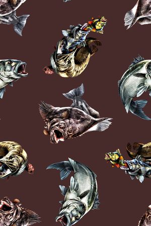 抽象手绘分形几何鱼数码印花印花华亿平台图片