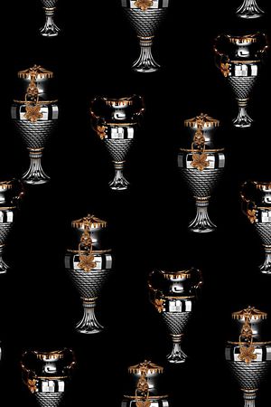 抽象手绘宫廷风金属瓶子数码印花印花华亿平台图片