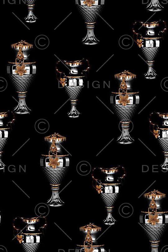 抽象手绘宫廷风金属瓶子数码印花印花华亿平台图片