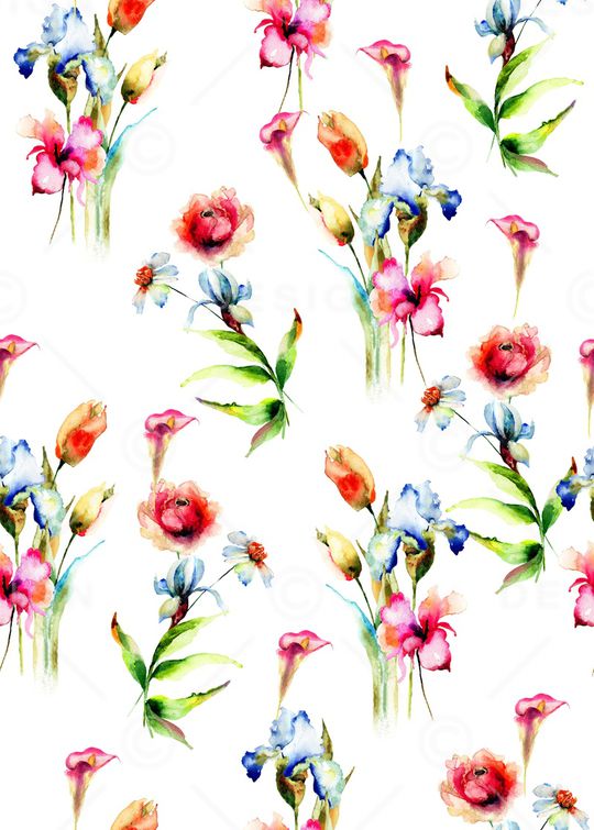 手绘花卉印花华亿平台图片